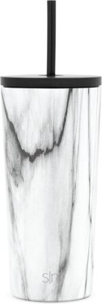 Simple Modern Insulated Tumbler with Lid and Straw | Iced Coffee Cup Reusable Stainless Steel Water Bottle Travel Mug | Gifts for Women Men Her Him | Classic Collection | 20oz | Carrara Marble - Image 2