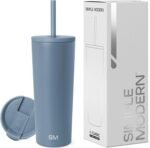 Simple Modern Insulated Tumbler with Lid and Straw | Iced Coffee Cup Reusable Stainless Steel Water Bottle Travel Mug | Gifts for Women Men Her Him | Classic Collection | 24oz | Blue Dune - Image 2
