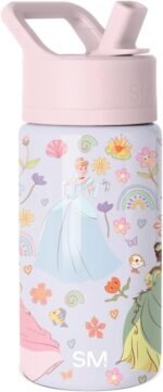 Simple Modern Kids Summit Water Bottle with Straw Lid | Disney 14oz Stainless Steel Cup Insulated Tumbler for Girls, School | Princess Tapestry - Image 2