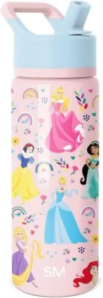 Simple Modern Kids Summit Water Bottle with Straw Lid | Disney Princess 18oz Stainless Steel Cup Insulated Tumbler for Girls, School | Princess Rainbows - Image 2