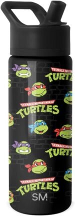 Simple Modern Kids Summit Water Bottle with Straw Lid | Teenage Mutant Ninja Turtles 18oz Stainless Steel Cu Insulated Tumbler for Boys, School | TMNT Turtles Unite - Image 2