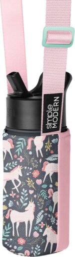 Simple Modern Kid's Water Bottle Carrier Sling with Adjustable Strap | Bottle Holder Crossbody Bag for Walking, Hiking and School | Summit Collection | Unicorn Fields - Image 2