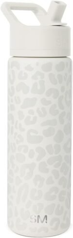Simple Modern Leopard Water Bottle with Straw Lid Vacuum Insulated Stainless Steel Metal Cup Bottles | Reusable Leak Proof BPA-Free Flask for Sports | Summit Collection | 22oz, Cream Leopard - Image 2