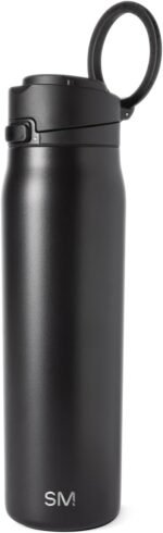 Simple Modern Mesa Loop Water Bottle with Covered Straw and Handle | 24oz Cup Holder Friendly Insulated Stainless Steel Bottles for Travel, Sports and School | Midnight Black - Image 2
