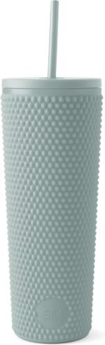 Simple Modern Plastic Matte Studded Tumbler with Lid and Straw | Reusable BPA Free Iced Coffee Cups Double Wall Smoothie Cup | Gifts for Women Men Him Her | Classic Collection | 24oz | Sea Glass Sage - Image 2