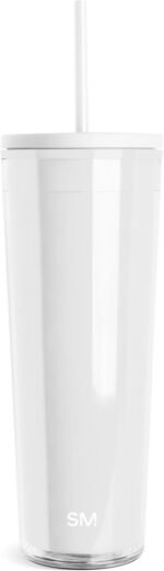 Simple Modern Plastic Tumbler with Lid and Straw | Reusable BPA Free Iced Coffee Cups Double Wall Smoothie Cup | Gifts for Women Men Him Her | Classic Collection | 24oz | Winter White - Image 2