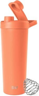 Simple Modern Stainless Steel Shaker Bottle with Ball 24oz | Metal Insulated Cup for Protein Mixes, Shakes and Pre Workout | Rally Collection | Clementine - Image 2