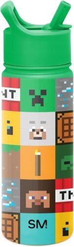 Simple Modern Summit Water Bottle with Straw Lid | Minecraft 18oz Stainless Steel Cup Insulated Tumbler for Girls, Boys, School | Minecraft Mashup - Image 2