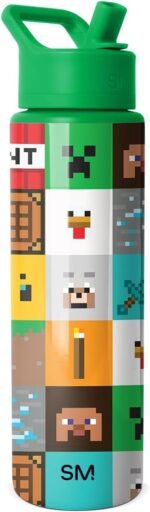 Simple Modern Summit Water Bottle with Straw Lid | Minecraft 30oz Leak Proof Stainless Steel Insulated Cup | Gifts for Men | Minecraft Mashup - Image 2