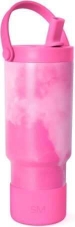 Simple Modern Trek Pivot | 24oz Kids Flip Straw Tumbler with Handle and Silicone Boot | Insulated Water Bottle Stainless Steel Cup | School Travel Jug | Pink Whimsical Tie Dye - Image 2