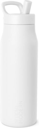 Simple Modern Water Bottle with Push Button Straw Lid | Ceramic-Lined Insulated Stainless Steel | Travel Water Bottles for Gym & Sports | Leak Proof | 34oz, Winter White - Image 2