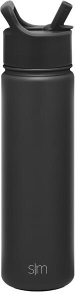Simple Modern Water Bottle with Straw Lid Vacuum Insulated Stainless Steel Metal Cup Bottles | Reusable Leak Proof BPA-Free Flask for Gym Sports | Summit Collection | 22oz, Midnight Black - Image 2