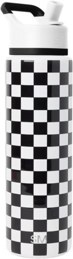 Simple Modern Water Bottle with Straw Lid | Vacuum Insulated Stainless Steel Metal Thermos | Reusable Leak Proof BPA-Free Flask for Sports Gym | Summit Collection | 30oz, Black and White Checkmate - Image 2