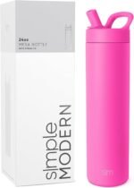 Simple Modern Water Bottle with Straw lid | Insulated Stainless Steel Thermos | Reusable Travel Water Bottles for Gym & Sports | Leak Proof & BPA Free | 24oz, Raspberry Vibes - Image 2