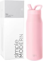Simple Modern Water Bottle with Straw lid | Insulated Stainless Steel Thermos | Reusable Travel Water Bottles for Gym & Sports | Leak Proof & BPA Free | 34oz, Blush - Image 2
