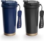 Sinekequnsun 2 Pack 17oz Insulated Coffee Mug, Leakproof Travel Coffee Tumblers With Strap, Vacuum-Insulated Stainless Steel Reusable Coffee Cup for Hot & Cold Drinks - Image 2