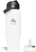 Sip & Scent 2-in-1 Smart Design 30 oz Insulated Water Bottle with Straw and Spout Lids and Refillable Perfume Container – 3-Layer Copper-Core, Leak-Proof Stainless Steel Water Bottle (White) - Image 2