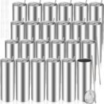 Skinny Tumblers Bulk 20 oz Stainless Steel with Lids and Straws Blank Slim Insulated Cup Double Layer Water Cups for Travel, DIY(Silver,24 Pcs) - Image 2