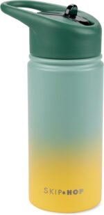 Skip Hop Insulated Stainless Steel Kids Water Bottle with Straw, Holds 15.2 oz. BPA Free, Wander Ombré Green - Image 2