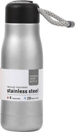 Small Water Bottle 12 oz, Dusgut Insulated Water Bottle,Stainless Steel,Wide Mouth Portable Lid,Silver - Image 2