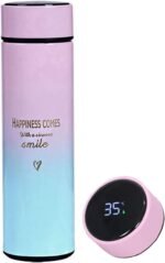 Smart Water Bottle Insulated Water Bottle Coffee Bottle Travel Coffee Mug Flasks for Hot and and Cold Drinks 16.9 oz/500ml (Gradient pink)) - Image 2