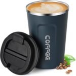Smilatte 12oz (380ml) Vacuum Insulated Coffee Travel Mug, Leak proof Double Wall Stainless Steel Reusable Cup with Lid, Thermal Tumbler for Hot and Cold Drinks, Matte Texture Blue - Image 2
