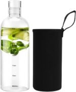Snminetal Clear Glass Water Bottles With Time Marker Non-slip Sleeve And Lids, Reusable Glass Drinking Bottles, Drink Water Bottle 26 Oz，Suitable For Drinks, Juices, Sodas, Coke, As Gifts Etc.(750ml) - Image 2