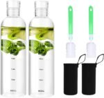 Snminetal Glass Drinking Water Bottles，With Time Marker，Non-slip Sleeve And seal Lids, Drink Water Bottle 17 Oz，Suitable for office, Car, home, travel Hiking, fitness, as a gift, etc (500ML2PCS) - Image 2