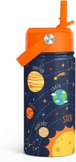 Solar System Kids Water Bottle With Straw Lid 12oz Insulated Stainless Steel, Travel Tumbler, Gifts For Boys, Birthday, Christmas, Back To School - Image 2