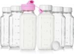 Sovietiep 16 Oz Square Glass Milk Bottles with A Silicone Cap, 6 Pack Glass Bottles for Juicing with Airtight Lids, Drinking Bottles with Lids and Scale Mark, Breast Milk Storage Jug Easy to Carry - Image 2