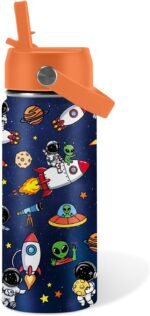 Space Astronomy Gifts for Kids - 16 Oz Kids Water Bottle with Straw Lid, Stainless Steel Insulated Tumbler, Leak Proof, BPA-Free, for Boys, School, Travel - Universe Children Birthday Gifts Cups(1pc) - Image 2