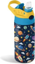Space Gifts for Kids - 12oz Space Water Bottle with Straw Lid, Astronaut Stainless Steel Insulated Water Bottles, BPA-free, Leak-proof, for Boys Girls, School, Gift Waters Bottle for Universe Lover - Image 2