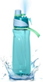 Sport Water Bottle with Misting & Drinking - Large BPA-Free, Leak-Proof, Silicone Spout Cover & 2-in-1 Mist N'Sip Function Reusable Plastic for Gym,School,Camp,Travel,Outdoor,Kids - Morden Blue - Image 2