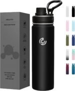 Sports Water Bottle 22oz, Insulated Water Bottle with Handle,Stainless Steel,Simple Modern,Suitable for Travel, School, Boy, Girl(Black) - Image 2