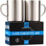 Stainless Steel Coffee Mugs – 15 oz Double Wall Stainless Steel Mugs with Handle, Metal Coffee Cups for Tea, Insulated Mug Set of 2 – BPA Free, Durable, Unbreakable Metal Coffee Mugs for Camping - Image 2