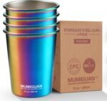 Stainless Steel Cups for Kids 12oz/350ml (4 Pack), Children's Rainbow Electroplating Cups, Camping Stainless Steel Cups, Stackable Metal Drinking Glasses, Toddler Stainless Steel Tumbler, BPA Free - Image 2