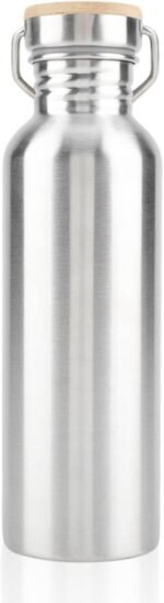 Stainless Steel Single Wall Water Bottle, 24 Oz/750ml Wide Mouth Sports Water Bottle with Handle, Portable Camping Water Cup for Travelling, Hiking, Yoga - Image 2
