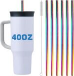 Stainless Steel Straws for Owala Insulated Bottle 40oz Tumbler 6x Metal Replacement Straws 10mm with Cleaning Brush for Owala 40oz (Colorful, 6x Straight 10mm) - Image 2