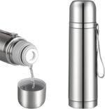 Stainless Steel Thermal Bottle Vacuum Insulated Coffee Trave Mug for Hot and Cold Drinks Double Walled Sport Water Flask with Cup 17Oz/500Ml(Silver) - Image 2