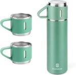 Stainless Steel Thermo 500ml/16.9oz Vacuum Insulated Bottle with Cup for Coffee Hot drink and Cold drink water flask.(Green,Set) - Image 2