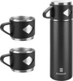 Stainless Steel Thermo 700ml/23.7oz Vacuum Insulated Bottle with Cup for Coffee Hot drink and Cold drink water flask.(Black,Set) - Image 2