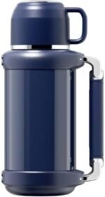 Stainless Steel Vacuum-Insulated Beverage Bottle with cup, Large Coffee Bottle for Travel, Flasks for Hot and Cold Drinks, temperature display (Blue, 60oz) - Image 2