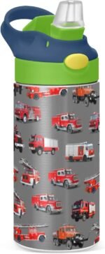 Stainless Steel Water Bottle for kids- 12 Ounce Stainless Steel Vacuum Insulated Water Bottle for Kids children,Double Wall Vacuum Insulated Bottles (Fire Truck) - Image 2