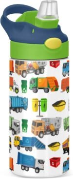 Stainless Steel Water Bottle for kids- 12 Ounce Stainless Steel Vacuum Insulated Water Bottle for Kids children,Double Wall Vacuum Insulated Bottles (Garbage Trucks) - Image 2