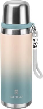 Stainless Steel thermo Bottles with cup 700ml/23.7oz Vacuum Insulated Bottle for hot and cold coffee drink water thermo flask with cup.(Gradient Blue,700ml) - Image 2