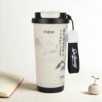 Stainless steel insulated Tumbler Portable leak-proof coffee mug 18oz sports water Bottle suitable for car cup holder BPA-free insulated water bottle for sports，school，travel，Black landscape - Image 2