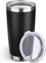 StarSpeed 20oz Tumbler Bulk with Lid, Stainless Steel Insulated Tumblers Double Wall Vacuum Insulated Travel Mug, Powder Coated Coffee Cups for Hot and Cold Drinks(Black,1) - Image 2