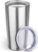 StarSpeed 20oz Tumbler Bulk with Lid, Stainless Steel Insulated Tumblers Double Wall Vacuum Insulated Travel Mug, Powder Coated Coffee Cups for Hot and Cold Drinks(Silver,1) - Image 2