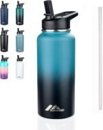 StarSpeed 32oz Insulated Water Bottle with Straw Lid, Stainless Steel Double Walled Vacuum Water Flask, Wide Mouth Sports Water Bottle for Gym Camping Hiking, Indigo Black - Image 2