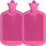 SteadMax [2 Pack] Hot Water Bottles, 2L (68oz) Natural Rubber -BPA Free- Durable Large Hot Water Bag for Hot Compress and Heat Therapy, Pain Relief Heating Pad, (Pink) - Image 2